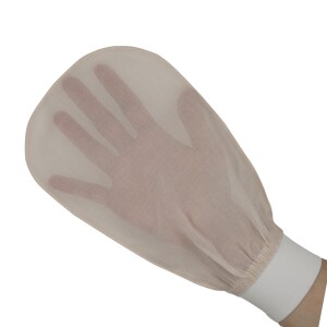 FEEL FINE TURKISH 100% RAW COCOON SILK EXFOLIATING BACK SCRUBBER AND BATH GLOVE WHITE SET - 6