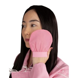 FEEL FINE TURKISH EXFOLIATING BODY AND FACE BATH GLOVE CANDY PINK - 2