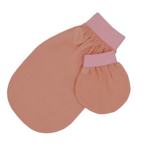 FEEL FINE TURKISH EXFOLIATING BODY AND FACE BATH GLOVE SALMON PINK - 6