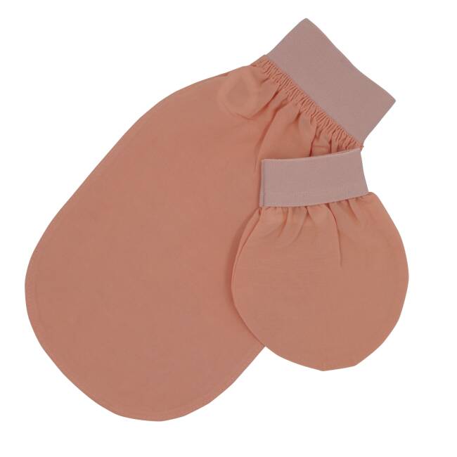 FEEL FINE TURKISH EXFOLIATING BODY AND FACE BATH GLOVE SALMON PINK - 3