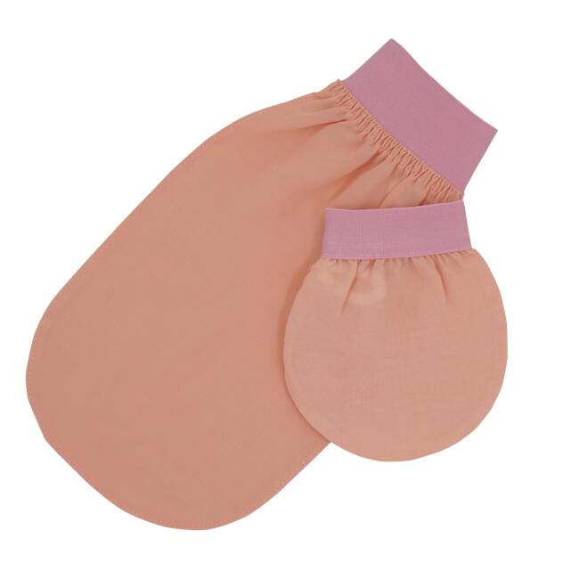 FEEL FINE TURKISH EXFOLIATING BODY AND FACE BATH GLOVE SALMON PINK - 8